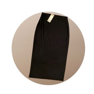 NWT Knit Black Ribbed Midi Skirt TALL